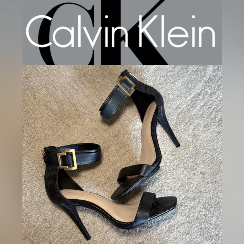 Calvin Klein Black Ankle Strap Heels